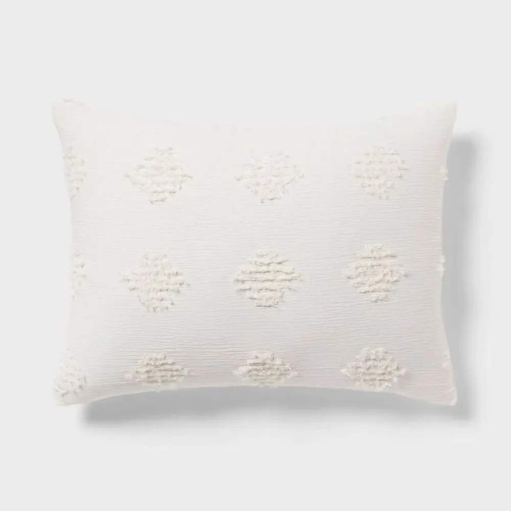 Twin/Twin XL Tufted Diamond Crinkle Comforter Set Ivory - Jacquard